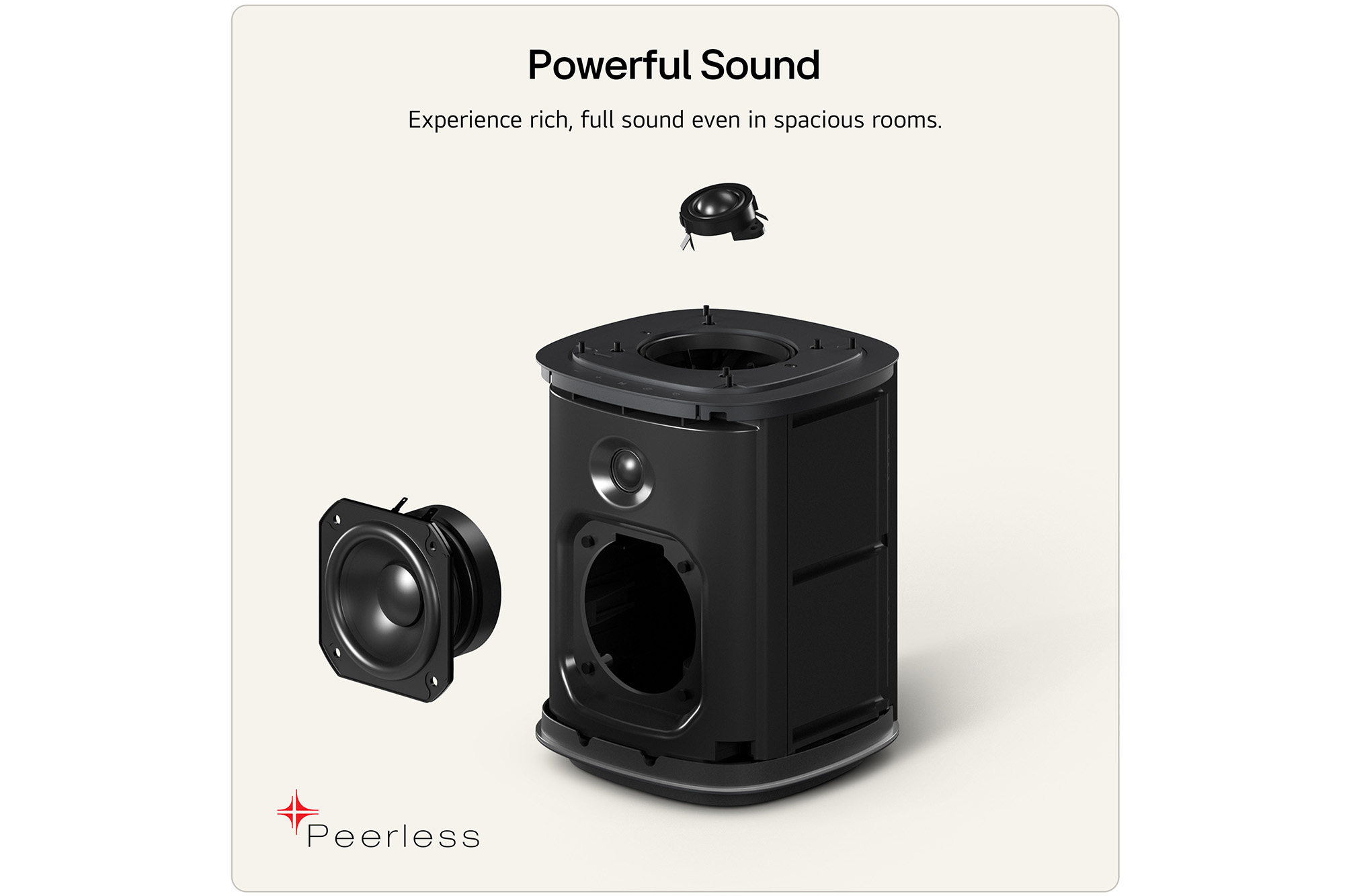 LG Stereo 7 wireless speaker featuring advanced internal drivers and acoustic engineering for rich, powerful sound performance